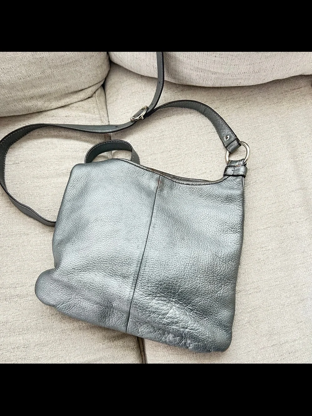 Coach Pebbled Leather Crossbody Bag in Slate Gray